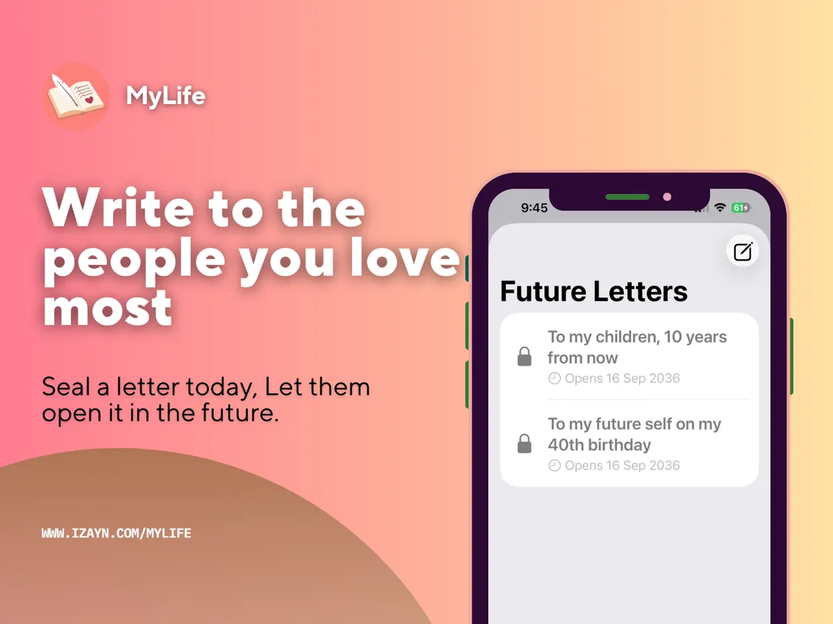 Letters to Future Self, showing sealed letters waiting to be opened