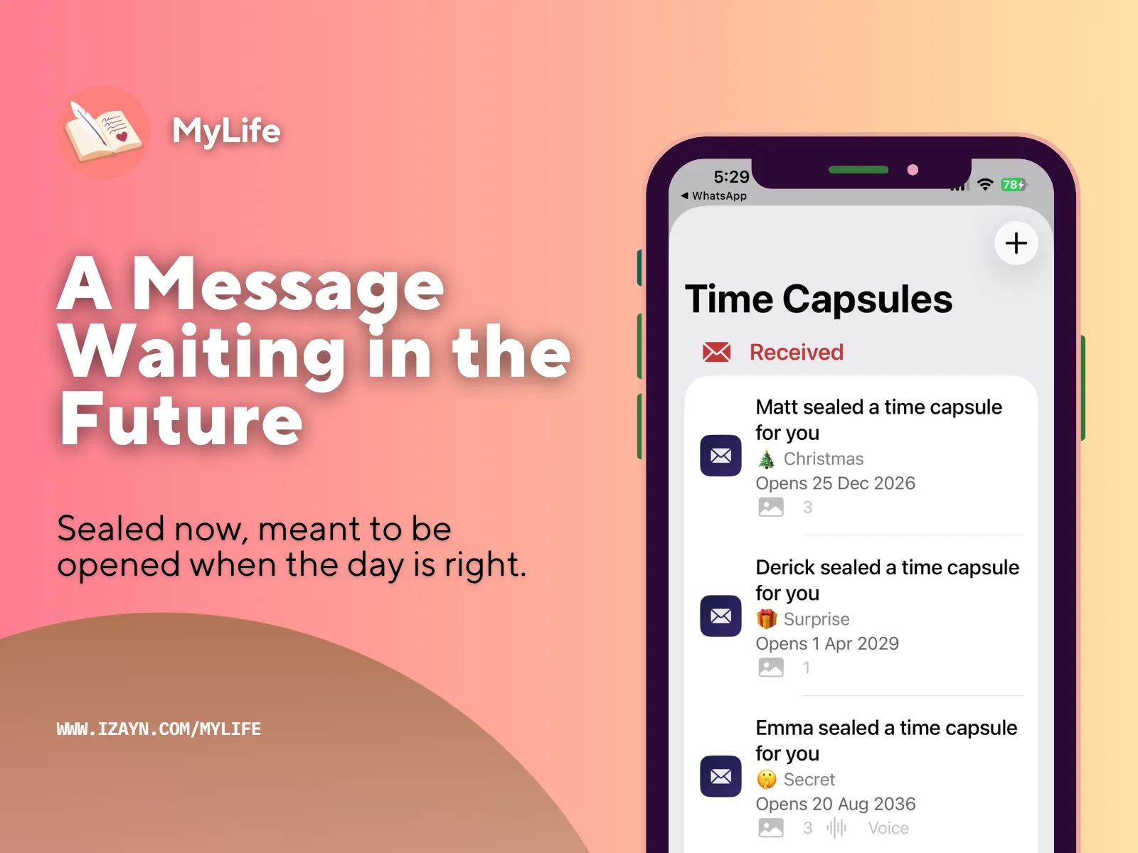 Time Capsule showing a sealed message waiting to unlock